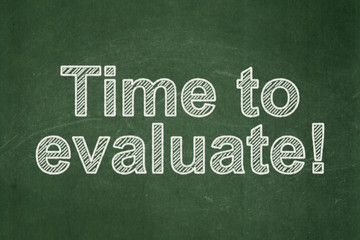 Time concept: Time to Evaluate! on chalkboard background