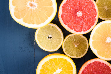 Naklejka na ściany i meble Orange, Grapefruit And Lemon Citrus Fruit Slices