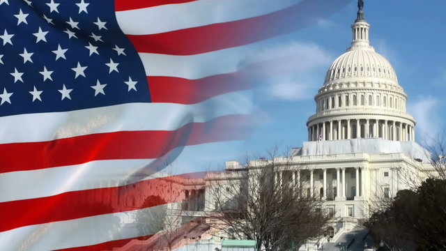 Washington DC Capitol and US flag