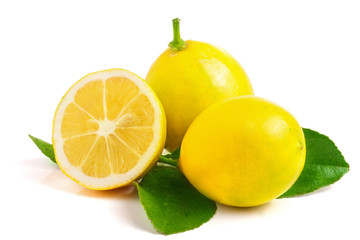 Two Lemons one sliced in half