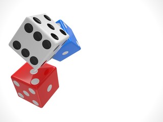 three dices on white