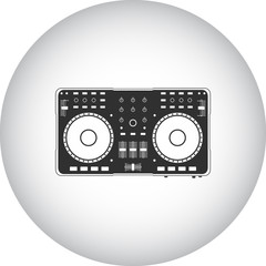 DJ mixer station simple icon on round background