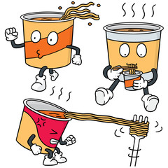 vector set of noodle cartoon