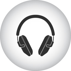 Dj headphones simple icon on round background