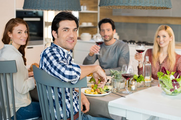Friends together at lunch