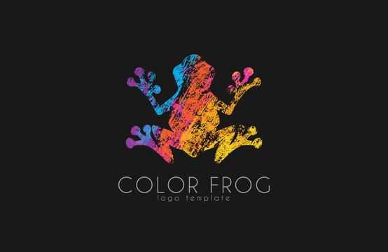 Frog logo. Color frog logo. Creative logo design. Animal logo.
