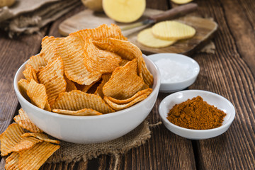 Bowl with rippled Potato Chips
