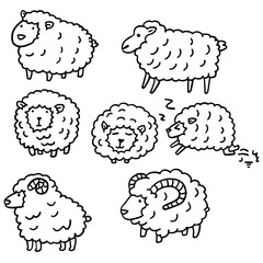 vector set of sheep