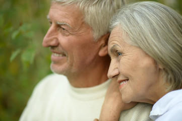 mature couple   in summer park