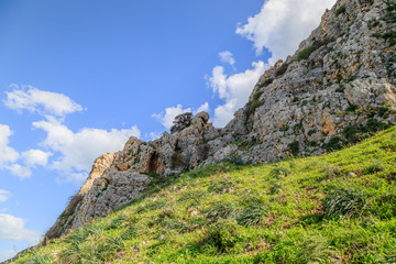 Fototapeta na wymiar Views of Mount Arbel and rocks