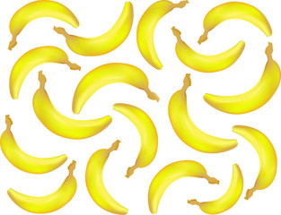 Vector food and drink seamless pattern with realistic bananas