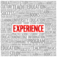 Experience word cloud, business concept background