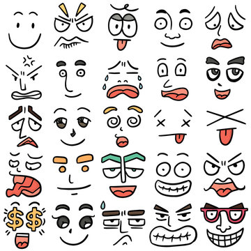 vector set of cartoon face