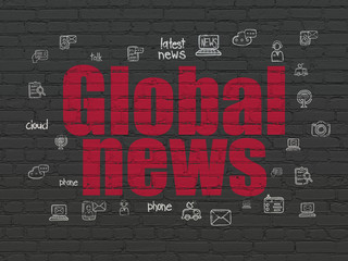 News concept: Global News on wall background