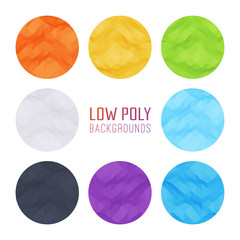 Set of the colored abstract geometric rumpled triangular low poly style vector backgrounds
