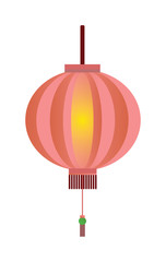 Red chinese lantern flat vector illustration isolated on white. 