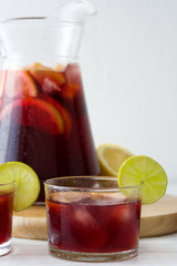 Spanish sangria with fruit and ice
