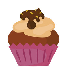 Sweet cake vector illustration, fresh dessert isolated on white background