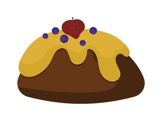 Sweet cake vector illustration, fresh dessert isolated on white background