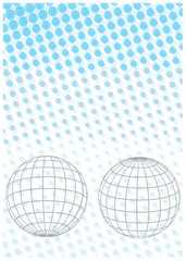 world globe icons on color halftone background