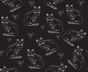 Beautiful vector seamless pattern with cats, 
