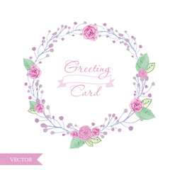 Watercolor flower roses wreath. Vector illustration