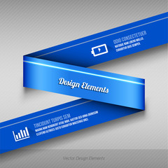 Modern business ribbon. Origami style banner. Vector design elem