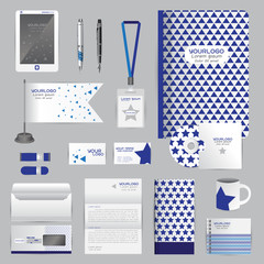 White identity template with blue origami elements. Vector compa © ploygraphic