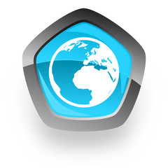 pentagon blue vector web icon