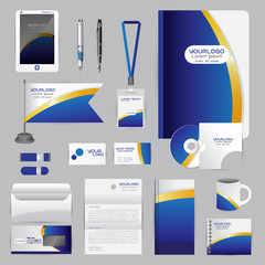 White identity template with blue origami elements. Vector compa © ploygraphic