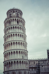 PIZA, ITALY - 10 MARCH, 2016: View of Leaning tower and the Basi