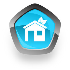 blue pentagon vector icon