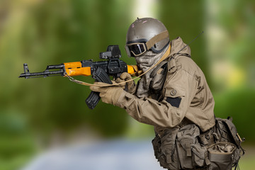 Special forces soldier with rifle