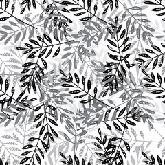 Vector seamless pattern with ethnic leaves