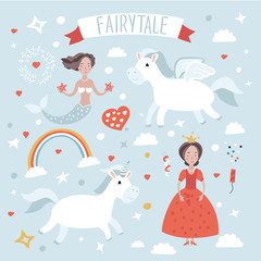 Illustration set  of fairytale characters