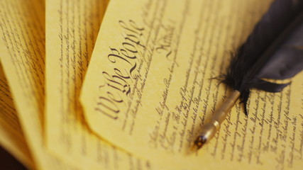 United States Constitution and feather pen