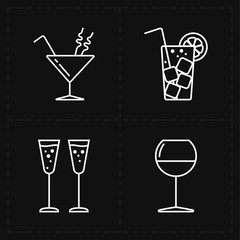 four modern flat bar icons 