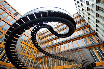 MUNICH, GERMANY - OCTOBER 30 :Endless steel stairway in Munich d - obrazy, fototapety, plakaty