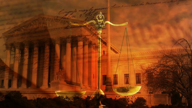 US Supreme Court, Constitution & Scales of Justice