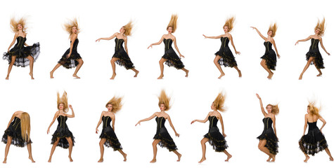 Composite photo of woman in various poses