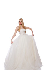 Fototapeta na wymiar Woman in wedding dress isolated on white