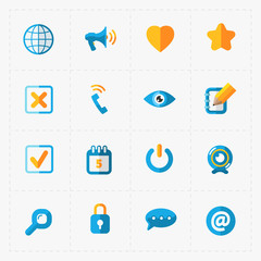 Modern colorful flat social icons set on White 