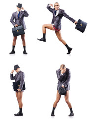 Composite photo of naked businessman on white