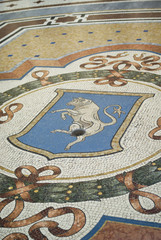 Mosaic bull in the floor of the Vittorio Emanuele Gallery, Milan