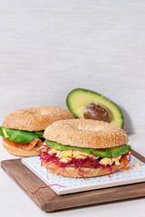 Bagel with salmon and egg