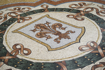 Particular from mosaic floor of Vittorio Emanuele gallery in Milan