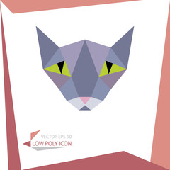 low poly animal icon. vector cat - 105336369