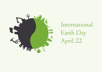 International Earth Day. Vector illustration for Earth Day. Vector illustration environment. Environmental vector background. Festive card. Festive vector illustration
