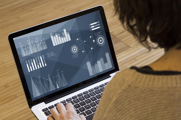 woman computer analyzing stats