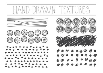 Hand drawn textures. Artistic collection of design elements. Isolated vector.